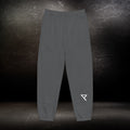 Minimalist Logo Sweatpants — Neutral Joggers with Small Geometric Mark & Vertical Script